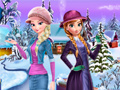 խաղ Elsa and Anna Winter Dress Up