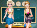 խաղ Elsa And Anna Highschool Fashion