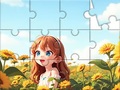 խաղ Jigsaw Puzzle: Sunflower Girl