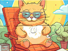 խաղ Jigsaw Puzzle: Enjoying Cat