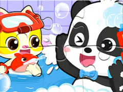 խաղ Jigsaw Puzzle: Baby Panda Shower Time