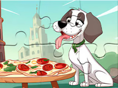 խաղ Jigsaw Puzzle: Dog Eating Pizza