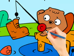 խաղ Coloring Book: Fishing Squirrel