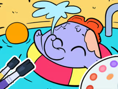 խաղ Coloring Book: Elephant Swim