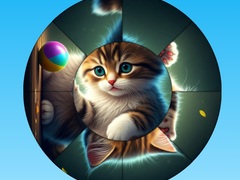 խաղ Round Jigsaw Puzzle Collect Pictures with Cute Kittens