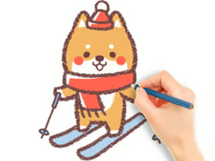 խաղ Coloring Book: Skiing Puppy