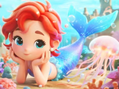 խաղ Jigsaw Puzzle: Chibi Mermaid Marshmallow Jellyfish