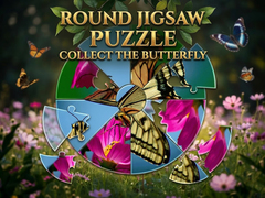 խաղ Round Jigsaw Puzzle - Collect the Butterfly